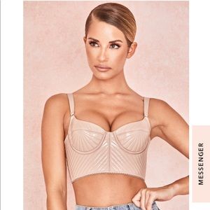 “Chloe” Blush Patent Vegan Leather Quilted Bustier